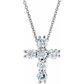 14K White 3/4 CTW Lab-Grown Diamond Cross 18" Necklace